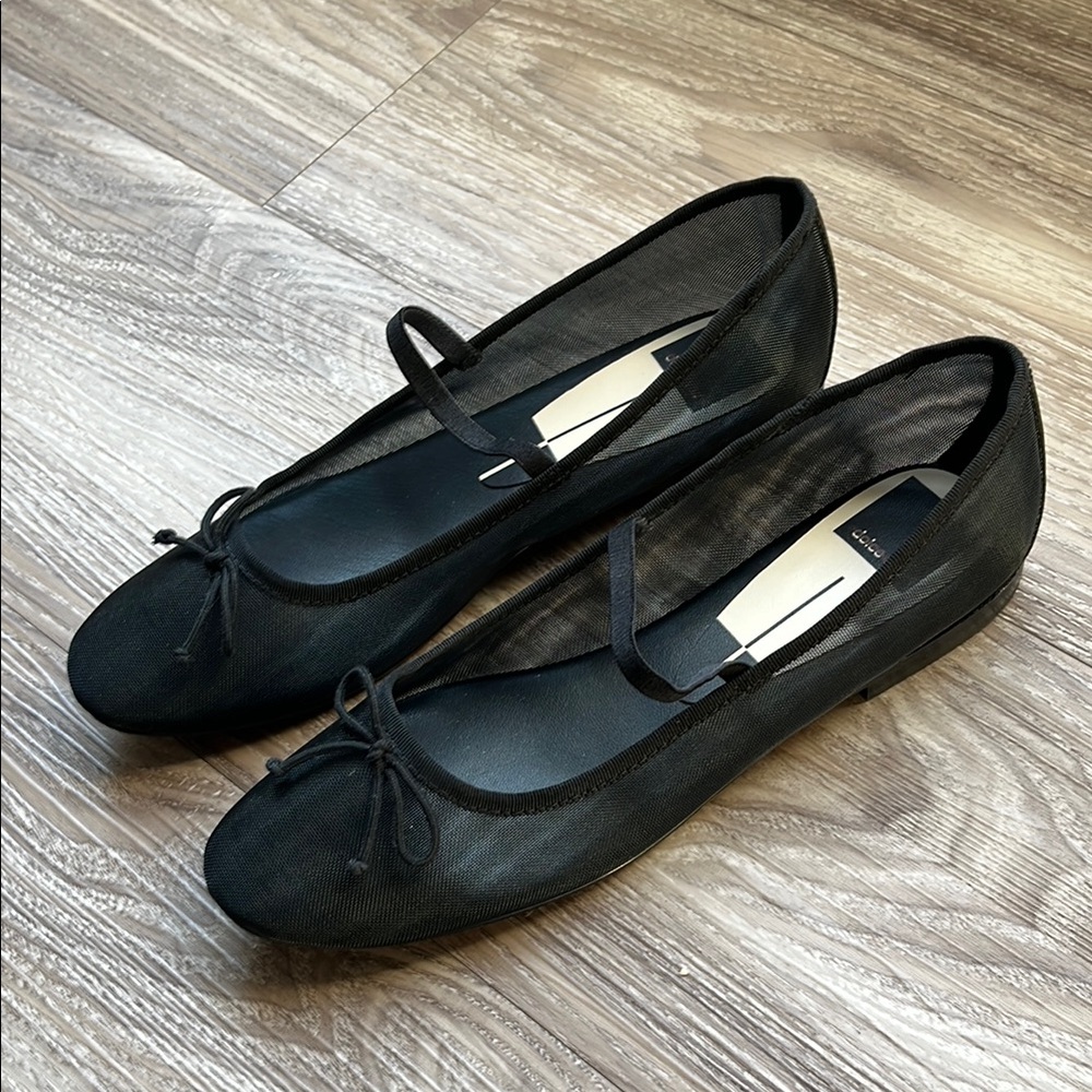 Dolce Vita Black Cadel Mesh Ballet Flats with Bow Sz 8 (like new!)